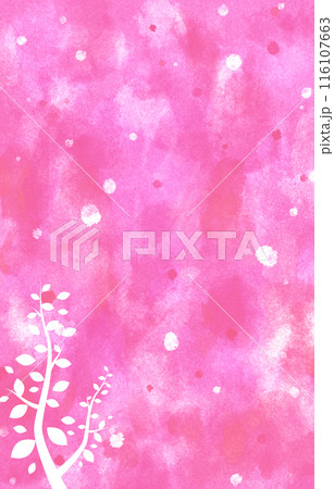 背景素材　水彩　葉　ピンク 116107663