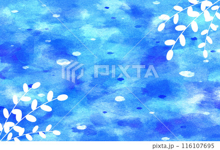 背景素材 水彩 葉 青 背景素材 水彩 葉 青 116107695