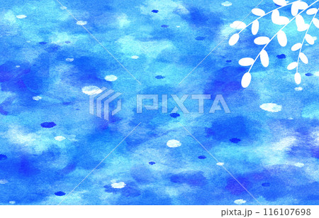 背景素材 水彩 葉 青 背景素材 水彩 葉 青 116107698