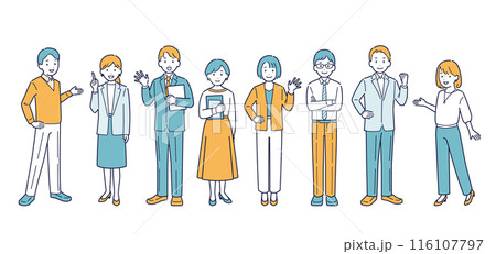 ビジネスマンとビジネスウーマンの全身イラスト＿セット 116107797