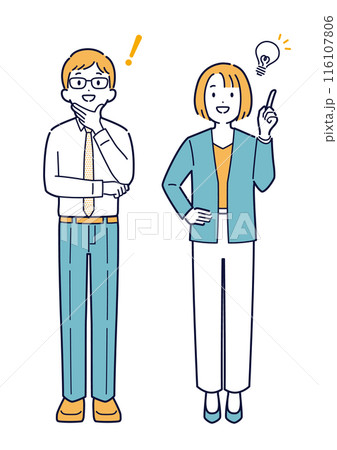 アイデアをひらめくビジネスパーソンのイラスト_全身 アイデアをひらめくビジネスパーソンのイラスト_全身 116107806