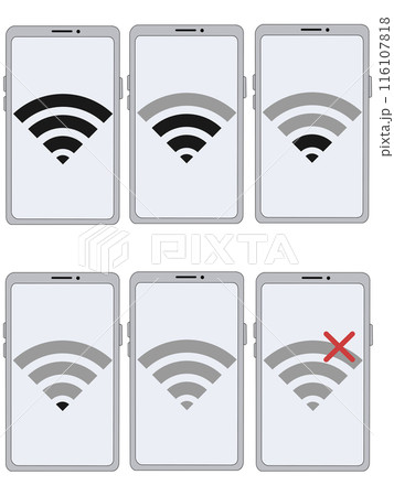 スマホ(シルバー)の中に表示されたWi-Fiセット スマホ(シルバー)の中に表示されたWi-Fiセット 116107818