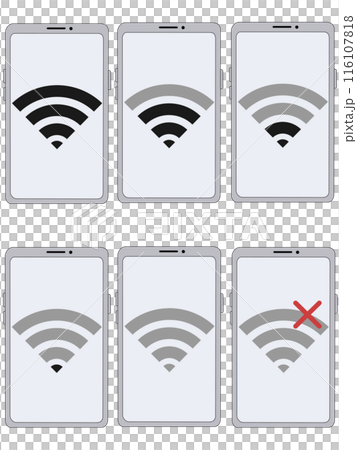 スマホ(シルバー)の中に表示されたWi-Fiセット スマホ(シルバー)の中に表示されたWi-Fiセット 116107818