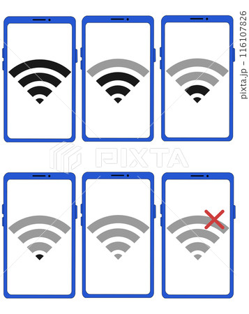 スマホ（青）の中に表示されたWi-Fiセット（画面透過） 116107826