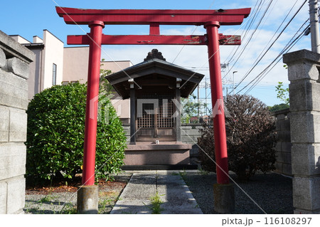 赤い鳥居と小さな稲荷神社 116108297