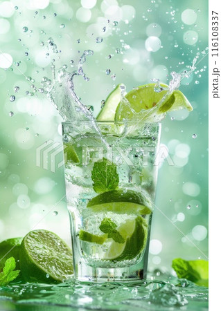 Fresh Mint Mojito Cocktail Splash on Natural Background Fresh Mint Mojito Cocktail Splash on Natural Background 116108337