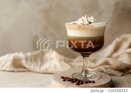 Decadent Coffee Cocktail with Cream and Beans 116108352
