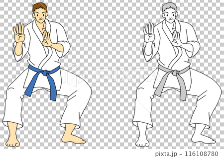 Illustration set of athletes demonstrating karate forms Illustration set of athletes demonstrating karate forms 116108780