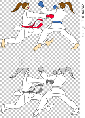 運動員做空手道組手的插畫集 116108782
