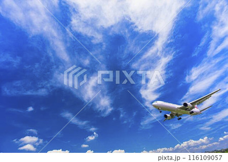 夏の大阪空港(伊丹空港) 着陸中の飛行機 大阪府豊中市 夏の大阪空港(伊丹空港) 着陸中の飛行機 大阪府豊中市 116109057