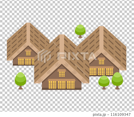 合掌造りの家（夏）のイラスト素材・日本・岐阜・白川郷 116109347