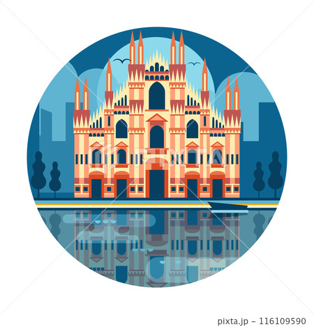 Travel Italy Circle Scene with Milan Cathedral 116109590