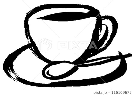 筆タッチのコーヒーカップのイラスト 筆タッチのコーヒーカップのイラスト 116109673