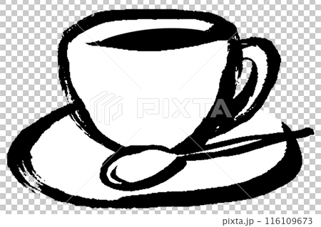 筆タッチのコーヒーカップのイラスト 筆タッチのコーヒーカップのイラスト 116109673