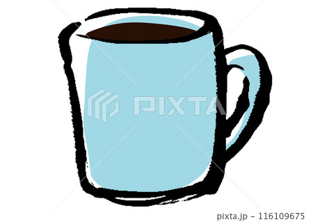 筆タッチのマグカップに入ったコーヒーのイラスト 116109675