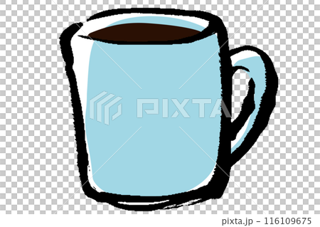 筆タッチのマグカップに入ったコーヒーのイラスト 116109675