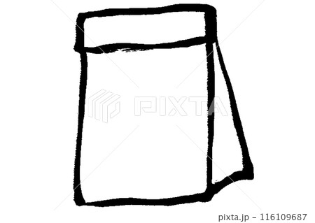 筆タッチのコーヒー豆袋のイラスト 116109687