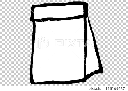 筆タッチのコーヒー豆袋のイラスト 116109687