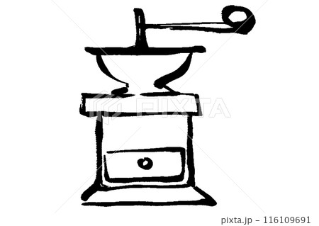 筆タッチのコーヒーミルのイラスト 116109691