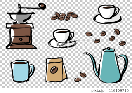 刷觸式咖啡時間圖像插圖集 116109710