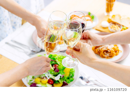 乾杯をする手元 乾杯をする手元 116109720