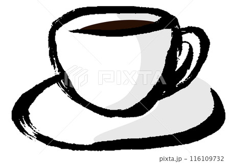 筆タッチのコーヒーカップのイラスト 116109732