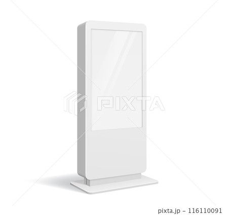 Advertise retail stand display mockup. Isolated 3d vector outdoor billboard for showcasing product or promotions. Durable and weather-resistant screen attract attention and boosts visibility on street Advertise retail stand display mockup. Isolated 3d vector outdoor billboard for showcasing product or promotions. Durable and weather-resistant screen attract attention and boosts visibility on street 116110091