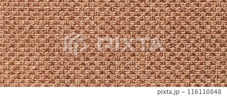 Texture of brown background from woven textile material with wicker pattern, macro. Vintage fabric cloth, Texture of brown background from woven textile material with wicker pattern, macro. Vintage fabric cloth, 116110848