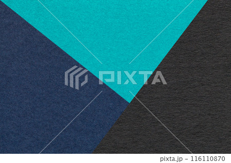 Texture craft navy blue, turquoise and black color paper background, macro. Vintage abstract cardboard 116110870