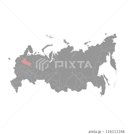 Vologda Oblast map, administrative division of Russia. Vector illustration. Vologda Oblast map, administrative division of Russia. Vector illustration. 116111166