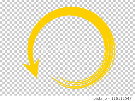 Hand-drawn, roughly drawn arrow material / rotating, yellow 116111547