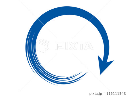 手描き筆タッチのざっくり矢印素材/回転・青 手描き筆タッチのざっくり矢印素材/回転・青 116111548