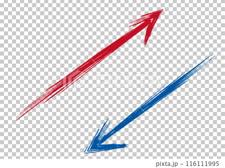 粗箭頭素材手繪筆觸/上下/紅/藍 116111995
