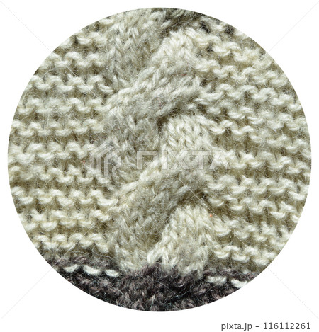 Handmade knitted fabric grey and white wool background texture 116112261
