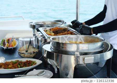 Elegant Yacht Buffet with a Sea View Elegant Yacht Buffet with a Sea View 116112336