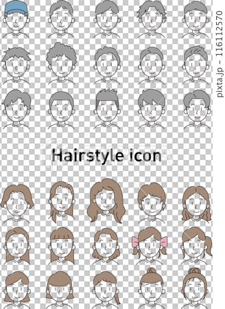 女孩和男孩臉上各種表情的插圖集 116112570