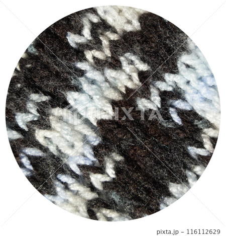 Handmade knitted fabric white and black wool background texture 116112629