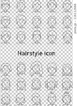 女孩和男孩臉上各種表情的插圖集 116112666