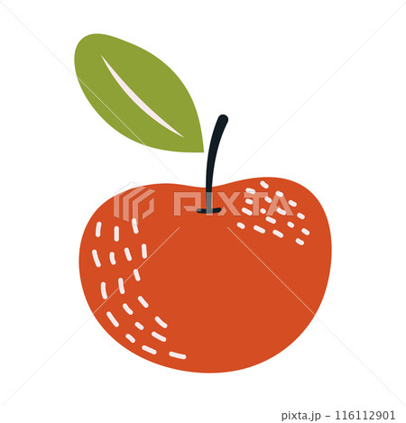 Apple in the style of nursery art. Hand drawn abstract fruit in boho style 116112901