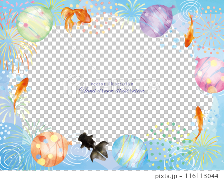 帶有溜溜球和金魚游泳的夏季圖像的插圖 帶有溜溜球和金魚游泳的夏季圖像的插圖 116113044