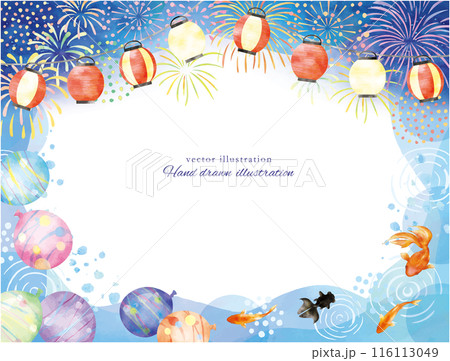 夏まつりのイメージの水彩背景 夏まつりのイメージの水彩背景 116113049