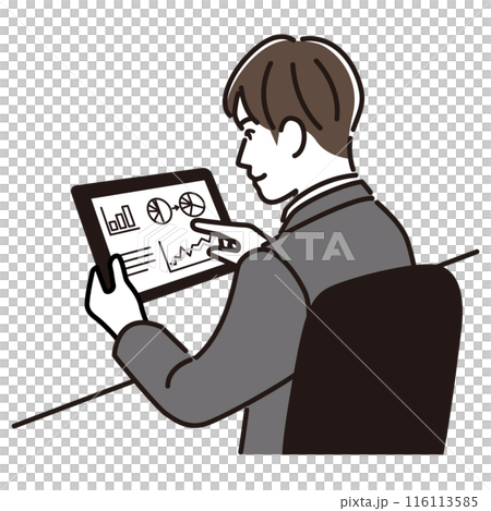 タブレットで仕事をするビジネスマン 116113585