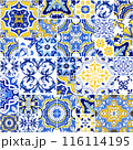 Talavera pattern. Azulejos Portugal. Turkish ornament. Moroccan tile mosaic. Spanish Ceramic tableware, folk print. Ethnic background. Mediterranean seamless wallpaper. 116114195
