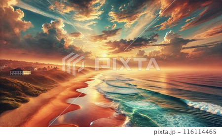 夜の神秘的な浜辺 116114465