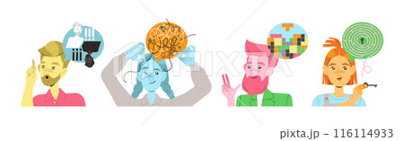 People Characters with Different Types of Thinking and Mindset Model Vector Set People Characters with Different Types of Thinking and Mindset Model Vector Set 116114933