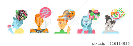 People Characters with Different Types of Thinking and Mindset Model Vector Set 116114936