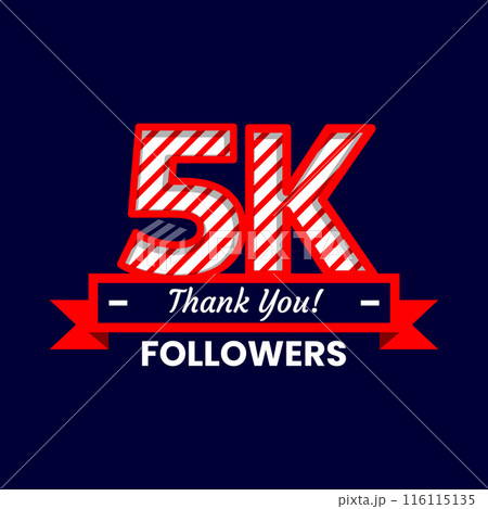 Thank You 5k Followers Banner with red and white color Decorative Elements Thank You 5k Followers Banner with red and white color Decorative Elements 116115135