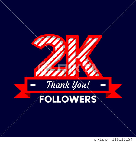 Thank You 2k Followers Banner with red and white color Decorative Elements 116115154