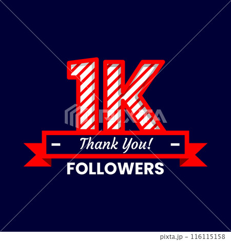 Thank You 1k Followers Banner with red and white color Decorative Elements 116115158