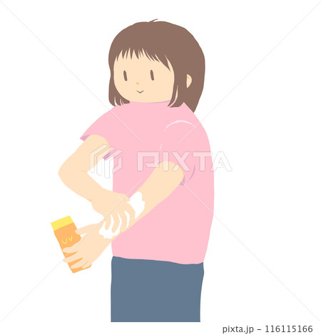 日焼け止めを塗る女性のイラスト 116115166